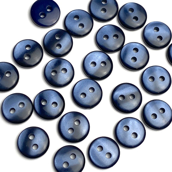 Pack of 24 Faux MOP Shell 2-Hole Buttons, Iridescent Indigo 3/8" / 10mm  #SK-1902