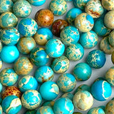 SALE, Rustic Earthy Turquoise Jasper Stone Beads, 8mm / 5/16"  Strand of 50 Beads,  #LP-28