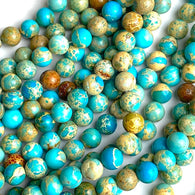 Deeper SALE, Rustic Earthy Turquoise Jasper Stone Beads, 8mm / 5/16"  Strand of 50 Beads,  #LP-28