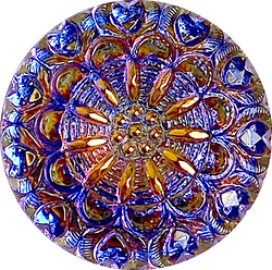 SALE, Violet Purple Crown Flower Czech Glass Shank Back Button 1-1/16"  # CZ-098