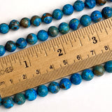 DEEPER SALE, Dark Teal Ocean Agate 5/16" / 8mm Gemstone Round Beads, Strand of 45+Beads  #LP-38