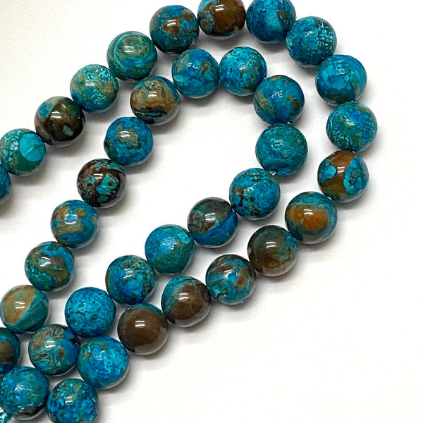 New Markdown, Dark Teal Ocean Agate 5/16" / 8mm Gemstone Round Beads, Strand of 45+Beads  #LP-38