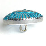 Re-Stocked, Pincushion Flower, Volcano /Turquoise Czech Glass 18 mm / 11/16" # CZ-038