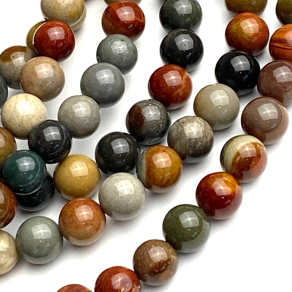 New Markdown, Juniper Mix, 6mm Round Madagascar Jasper 1/4" Beads, Strand of 58,  #LP-29