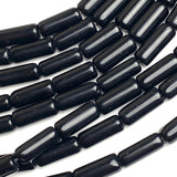 New Markdown, Black Obsidian Cylinder Beads, 15mm x 6mm, 9/16"- 5/8", Strand of 24 Beads  #LP-30