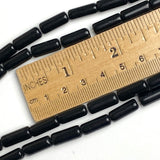 New Markdown, Black Obsidian Cylinder Beads, 15mm x 6mm, 9/16"- 5/8", Strand of 24 Beads  #LP-30