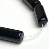 New Markdown, Black Obsidian Cylinder Beads, 15mm x 6mm, 9/16"- 5/8", Strand of 24 Beads  #LP-30
