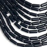 New Markdown, Black Obsidian Cylinder Beads, 15mm x 6mm, 9/16"- 5/8", Strand of 24 Beads  #LP-30