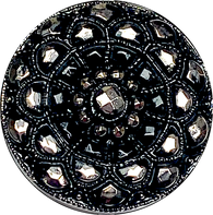 SALE, Sparkly Black Mandala Czech Glass 18mm / 3/4"  # CZ-221