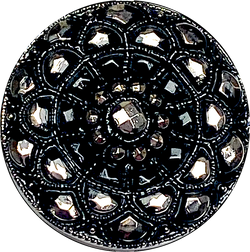 SALE, Sparkly Black Mandala Czech Glass 18mm / 3/4"  # CZ-221