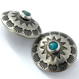Blue Bead Pasque Flower, 1" Southwest Button w. "Turquoise", Silver/Shank Back #SW-69