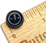 Black/Gold/Rhinestone Small Czech Glass Button 13mm  1/2"  # CZ-176