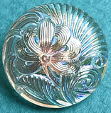 Transparent Pincushion Flower AB Finish, Czech Glass 18 mm / 11/16" #CZ-026