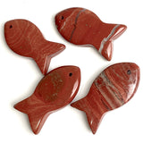 Re-Stocked, Fish Pendant, Red Jasper Natural Stone, 1.5",  #LP-32
