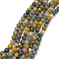 New Markdown, Ocean Jasper /Ocean Madagascar Agate Round  Beads, 8mm / 5/16"  49 Beads,  #LP-33