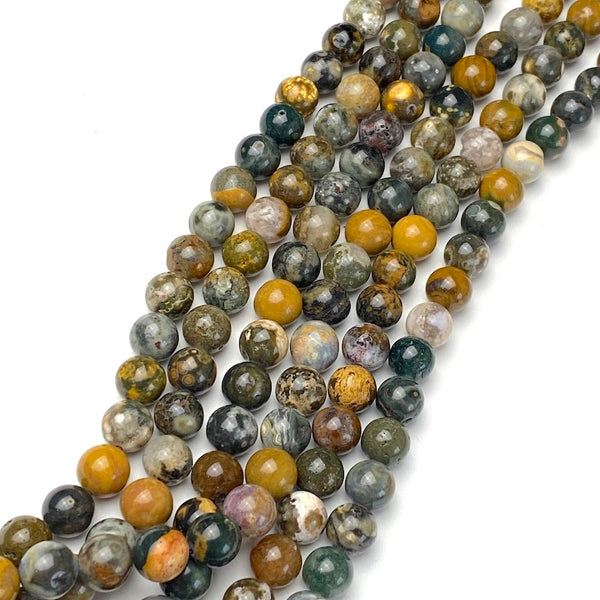 New Markdown, Ocean Jasper /Ocean Madagascar Agate Round  Beads, 8mm / 5/16"  49 Beads,  #LP-33