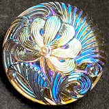 Transparent Pincushion Flower AB Finish, Czech Glass 18 mm / 11/16" #CZ-026