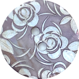 SALE Muted Amethyst / White Roses Laser-Etched Button, 13/16" / 20mm 2-Hole   Pack of TWO  #SK-1178