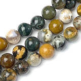 Re-Stocked, Ocean Jasper /Ocean Agate Round  Beads, 8mm / 5/16"  49 Beads,  #LP-33