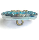 Re-Stocked, Blues/Purples/Gold Arabian Star 19mm Czech Glass Button 3/4"  # CZ-296