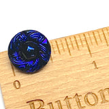 Re-Stocked Black Sapphire Swirl-Flower Czech Glass Button 1/2" 13mm  #CZ -188