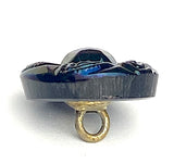Re-Stocked Black Sapphire Swirl-Flower Czech Glass Button 1/2" 13mm  #CZ -188