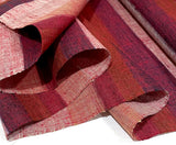 Rustic Reds Stripes, Handwoven Vintage Kimono Silk from Japan 14"x 50" Piece #851
