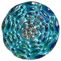 Iridescent Teals Small Infinity Flower Czech Glass 14mm  9/16"  #CZ-239