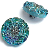 Iridescent Teals Small Infinity Flower Czech Glass 14mm  9/16"  #CZ-239