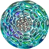 Iridescent Teals Small Infinity Flower Czech Glass 14mm  9/16"  #CZ-239