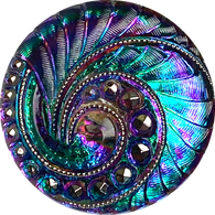 Impossibly Beautiful Smaller Czech Glass Swirl Button 18mm / 11/16"  #CZ-240