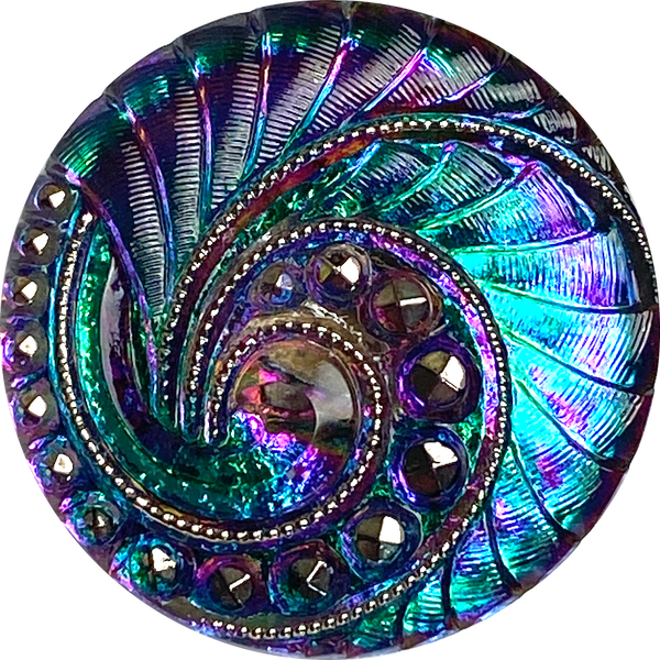 Impossibly Beautiful Smaller Czech Glass Swirl Button 18mm / 11/16"  #CZ-240