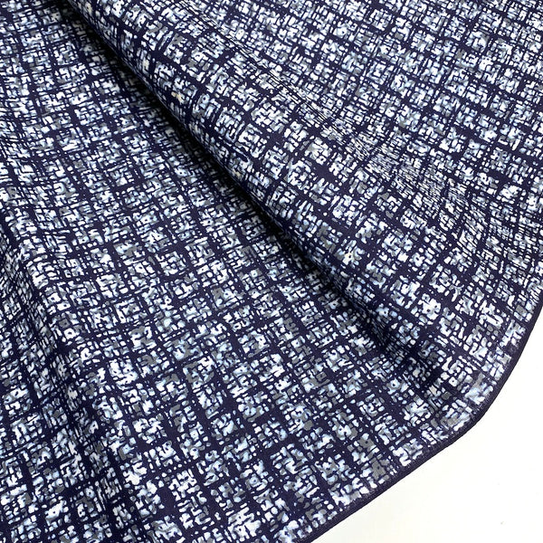 Indigo Blue Yukata, Art Squares Vintage Kimono Cotton Print from Japan By the Yard  #258