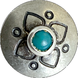 5/8" Dogwood Flower Southwest Concho Style Button with 'Turquoise'  #SW-98