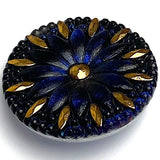 Dark Blue/Black/Gold Large Czech Iridescent Glass Button 1-3/16"  31mm #CZ-189