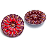 Watermelon Ruby/Dusty Rose Large Czech Iridescent Glass Button 1-3/16" /  31mm #CZ-202