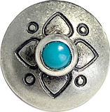 5/8" Blue Bead Heart-Flower Southwest Concho Style Button with 'Turquoise'  #SW-98