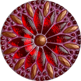 Watermelon Ruby/Dusty Rose Large Czech Iridescent Glass Button 1-3/16" /  31mm #CZ-202