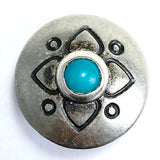 5/8" Dogwood Flower Southwest Concho Style Button with 'Turquoise'  #SW-98
