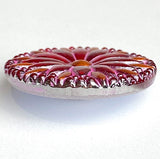 Watermelon Ruby/Dusty Rose Large Czech Iridescent Glass Button 1-3/16" /  31mm #CZ-202