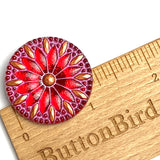 Watermelon Ruby/Dusty Rose Large Czech Iridescent Glass Button 1-3/16" /  31mm #CZ-202