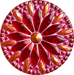 Watermelon Ruby/Dusty Rose Large Czech Iridescent Glass Button 1-3/16" /  31mm #CZ-202