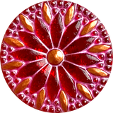 Watermelon Ruby/Dusty Rose Large Czech Iridescent Glass Button 1-3/16" /  31mm #CZ-202