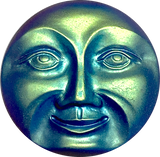 Mysterious Moon Blues/Golden Olive/Purple Rainbow 1-1/4" Metal-Look Shimmer, Czech Iridescent Glass Button  #CZ-017