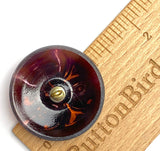 Mysterious Moon Blues/Golden Olive/Purple Rainbow 1-1/4" Metal-Look Shimmer, Czech Iridescent Glass Button  #CZ-017