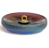 Mysterious Moon Blues/Golden Olive/Purple Rainbow 1-1/4" Metal-Look Shimmer, Czech Iridescent Glass Button  #CZ-017
