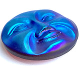 Mysterious Moon Blues/Golden Olive/Purple Rainbow 1-1/4" Metal-Look Shimmer, Czech Iridescent Glass Button  #CZ-017