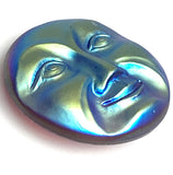 Mysterious Moon Blues/Golden Olive/Purple Rainbow 1-1/4" Metal-Look Shimmer, Czech Iridescent Glass Button  #CZ-017