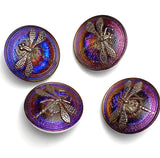 Purples/Blues/Magentas Dragonfly Czech Iridescent Glass Button, 22mm  7/8" #CZ 155