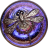 Purples/Blues/Magentas Dragonfly Czech Iridescent Glass Button, 22mm  7/8" #CZ 155